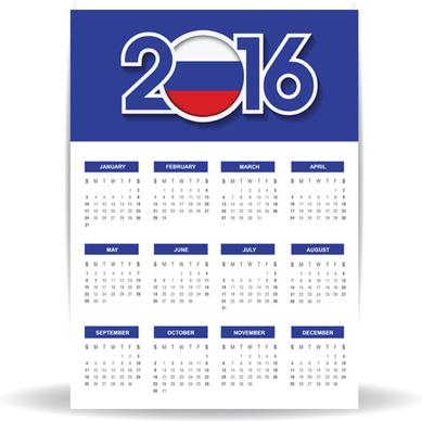 russian16 grid calendar vector
