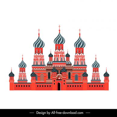 russian building icon flat symmetric elegant architecture sketch