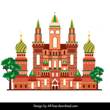 russian castle design element flat symmetric classical sketch