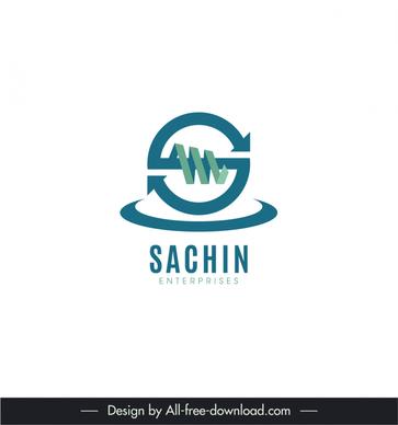 sachin enterprises logotype modern 3d stylized text arrow shape outline 