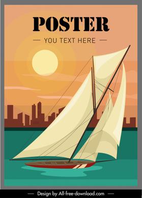 sailboat advertising poster colorful motion sketch