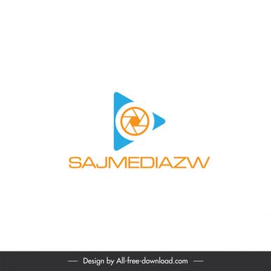 sajmediazw logo flat blue orange triangle round lens sketch