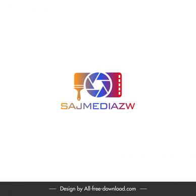 sajmediazw logo flat camera lens sketch