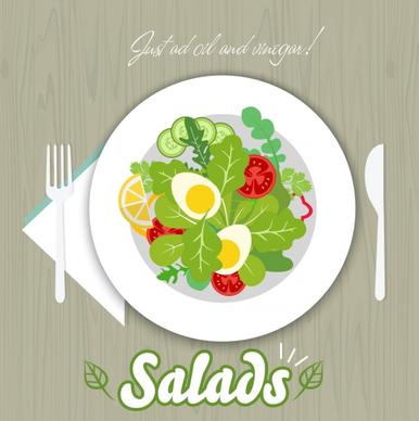 salad advertising multicolored flat design various vegetable icons