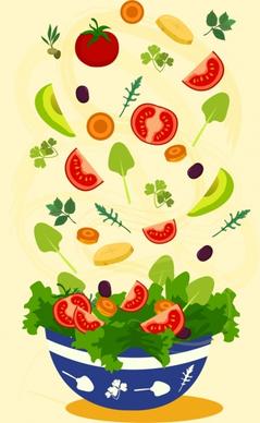 salad background colorful vegetable bowl icons