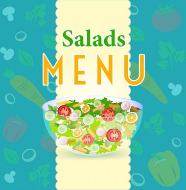 salad menu cover template vegetables bowl icons