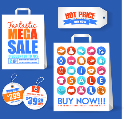 sale bag with tags vector