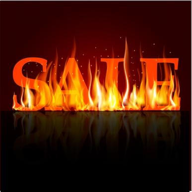 sale banner 3d red text extreme fire icon