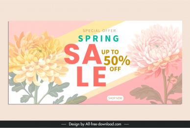  sale banner template blurred chrysanthemum flower decor