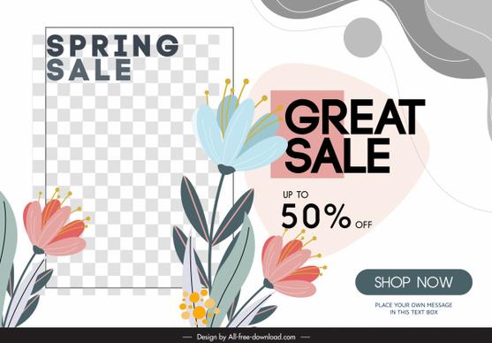 sale banner template botanical checkered decor bright classic