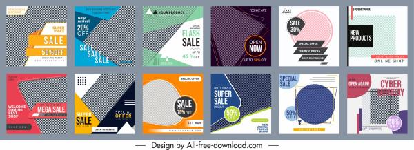 sale banner templates colorful modern abstract checkered decor
