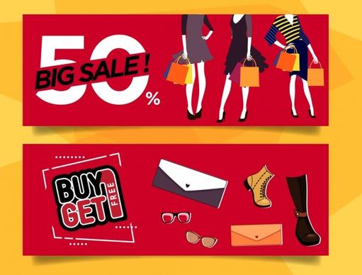 sale banner templates woman fashion accessories icons