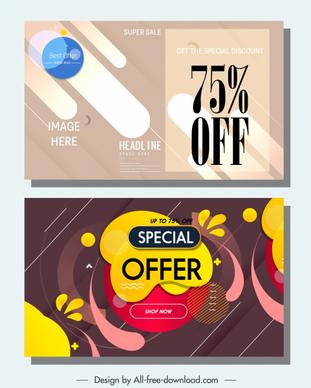 sale banners templates colored abstract dynamic decor