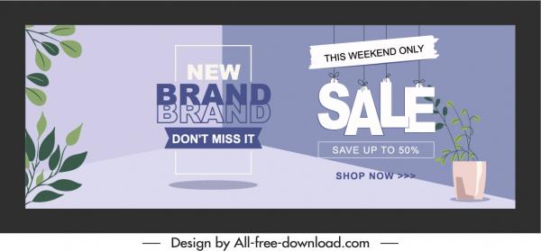 sale poster template hanging texts leaves plants decor