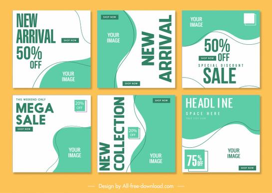 sale poster templates abstract bright curves sketch