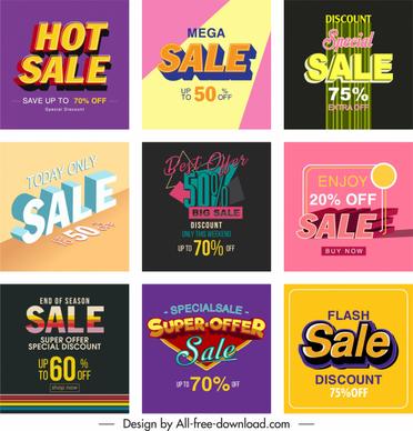 sale poster templates colorful modern texts decor