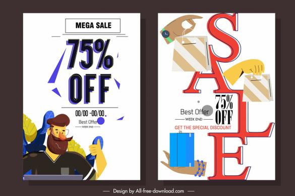 sale poster templates texts shopping elements decor