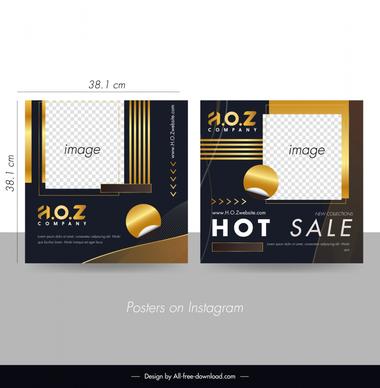 sale posters on instagram template elegant contrast golden geometry 