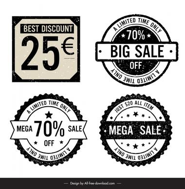 sale stamp templates collection flat retro shapes