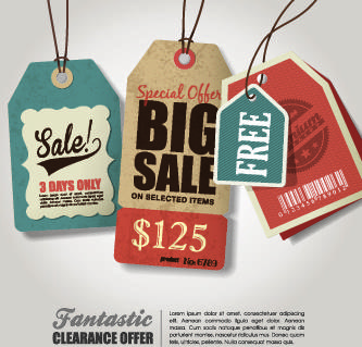 sale tag poster retro style vector