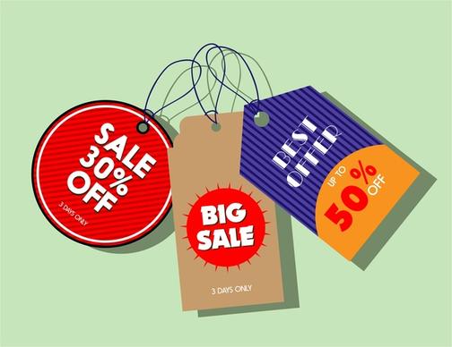 sale tags collection various shapes and colors design