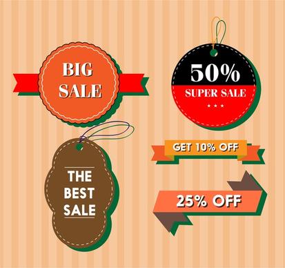 sale tags collection various shapes design in colors