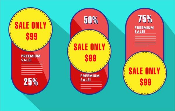 sale tags collection vertical rounded design