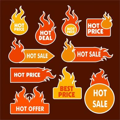 sales badges collection isolated with hot fire style