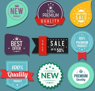 sales labels collection multicolored modern shapes