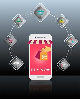 sales promotion banner ui phone icons circle design