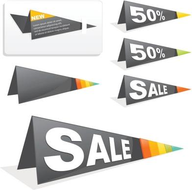 sales tag origami 02 vector