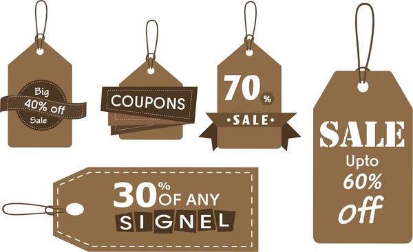 sales tags collection brown design style
