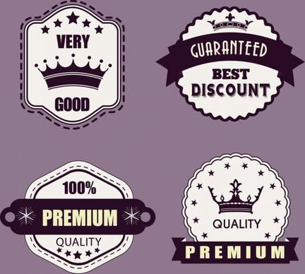 sales tags collection classical ornament black white design