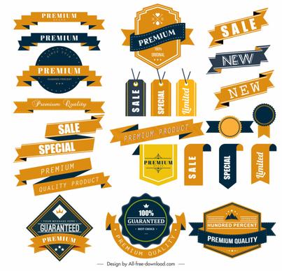 sales tags stamps templates colored elegant shapes
