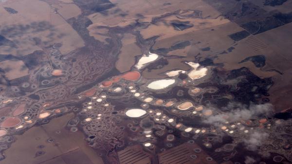 salt lakes western australia from the air