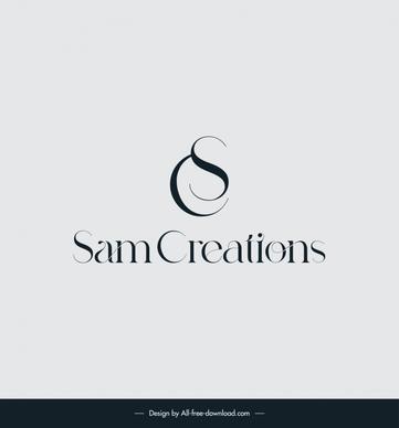 sam creations logo template flat calligraphy curves decor