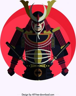 samurai armor icon colored classical design