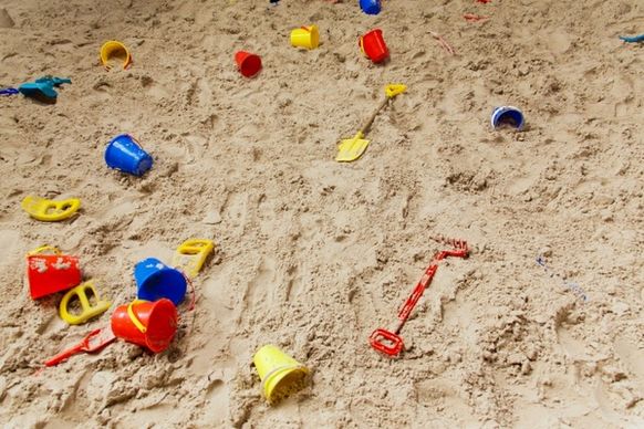 sand pit with toys