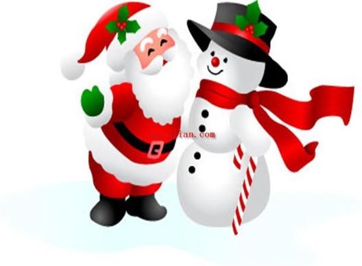 santa claus and snowman vector
