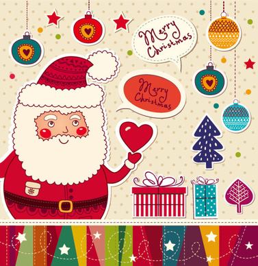 santa claus and xmas stickers vector grahpic