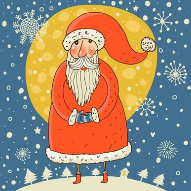 christmas background santa icon classical colored handdrawn sketch
