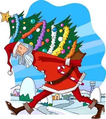 christmas tale painting funny santa icon cartoon design