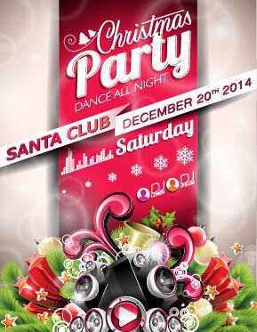 santa club christmas music party poster vector
