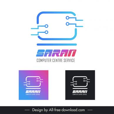 saran computer centre service logo elegant flat modern 
