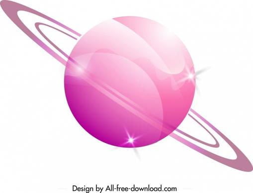 saturn planet icon pink 3d decor modern design