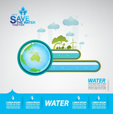 save water infographics template vector