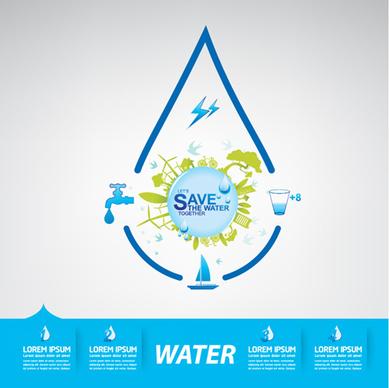 save water infographics template vector