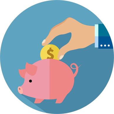 savings concept illustration with coin and piggy