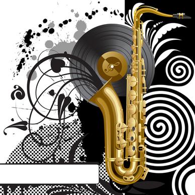 sax with grunge background vector