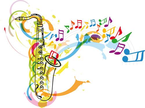 sax with grunge background vector